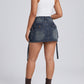 Lucia Cargo Tether Denim Mini Skirt on model