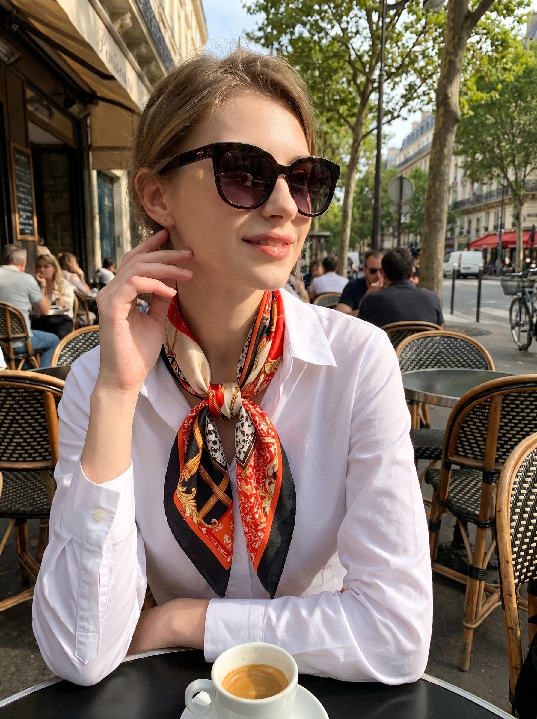 Lucrezia Silk Scarf on model