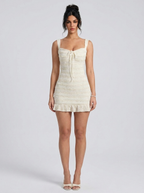 Ludmila Textured Lace-Up Mini Dress on model
