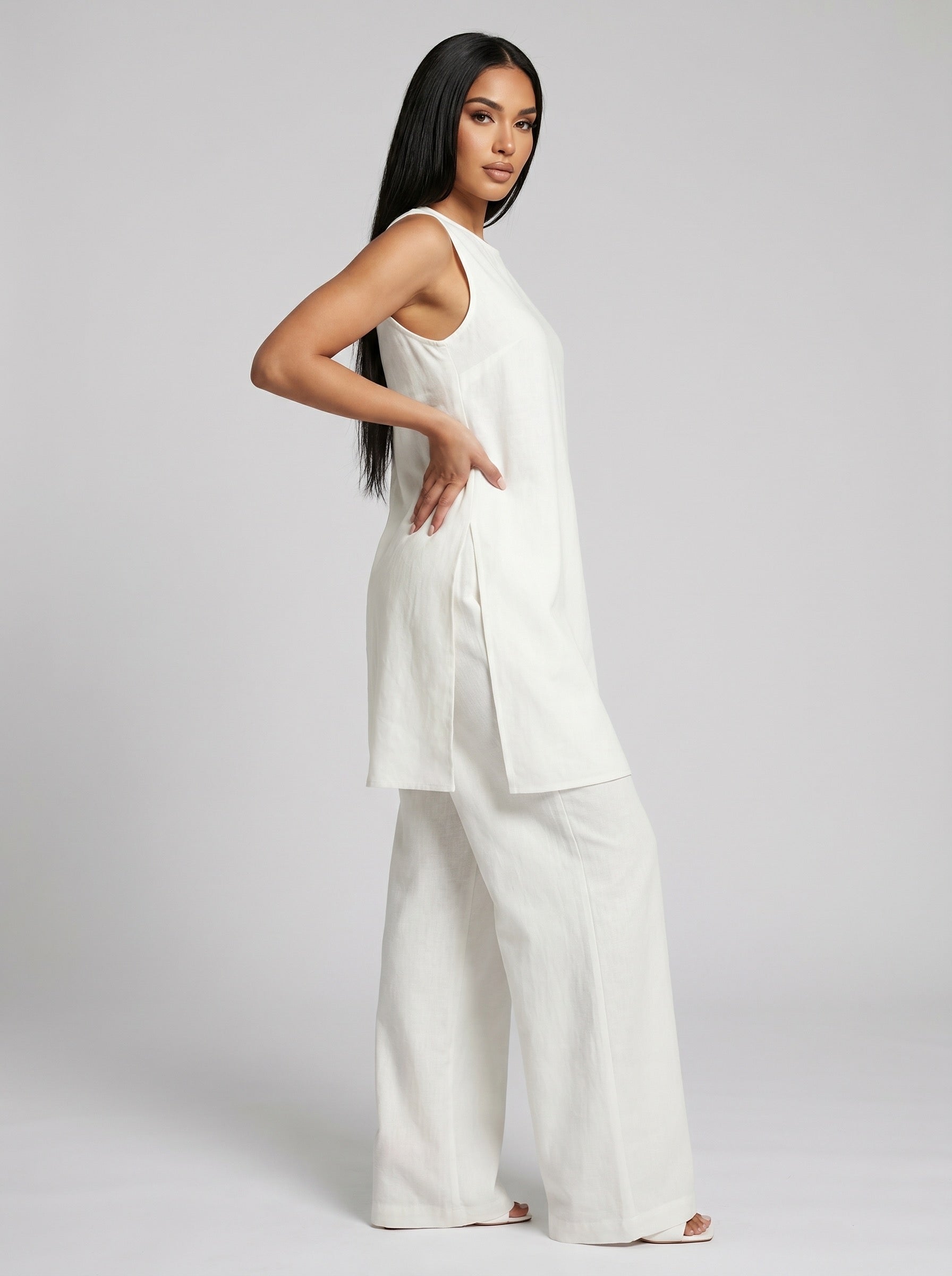 Ludovica Linen Co-Ord Set on model