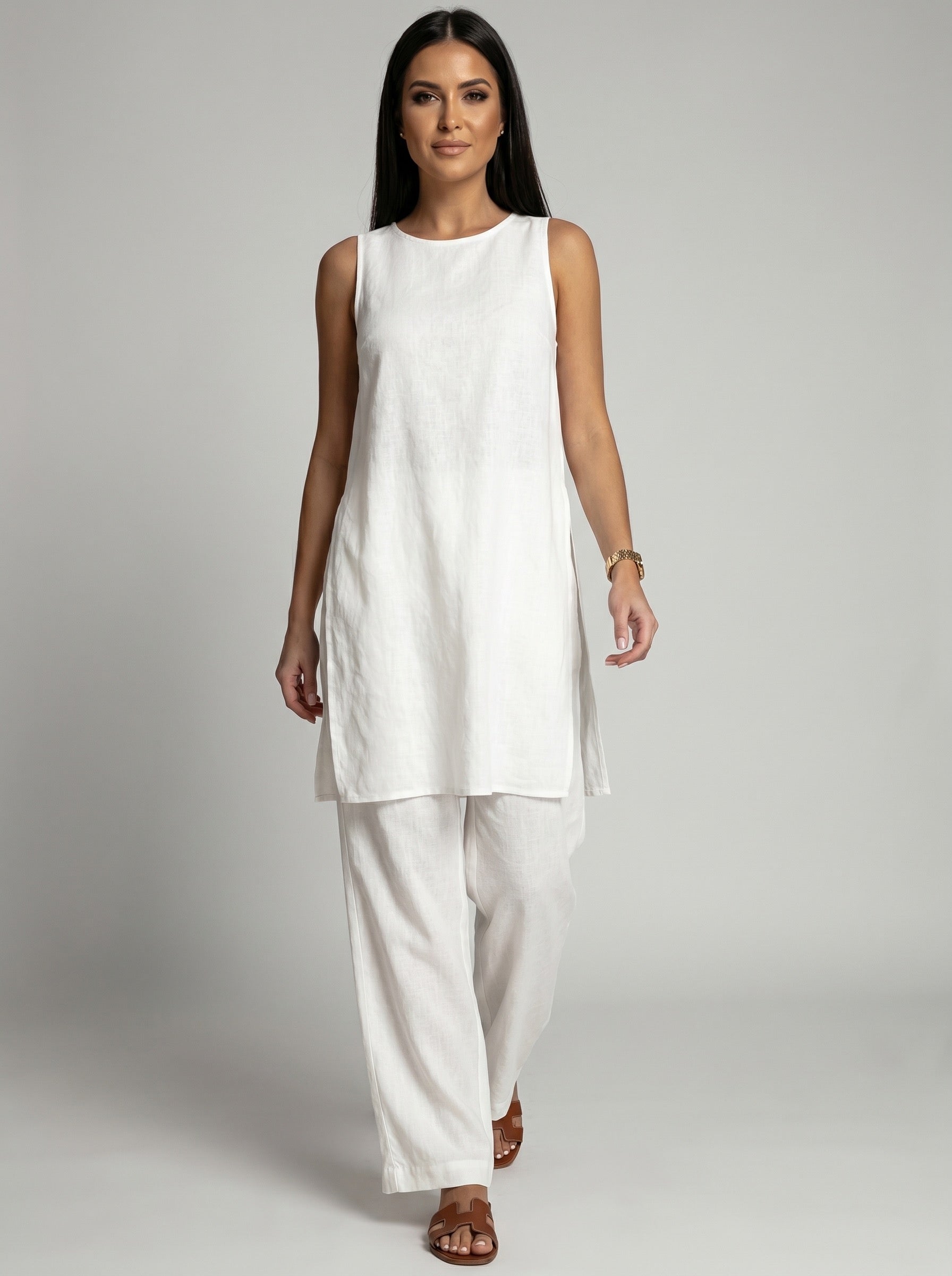 Ludovica Linen Co-Ord Set on model