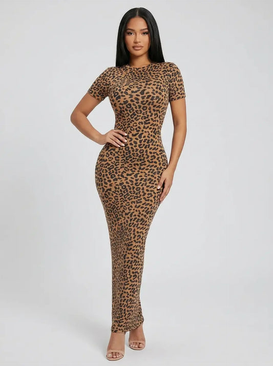 Mara Leopard Bodycon Dress on model
