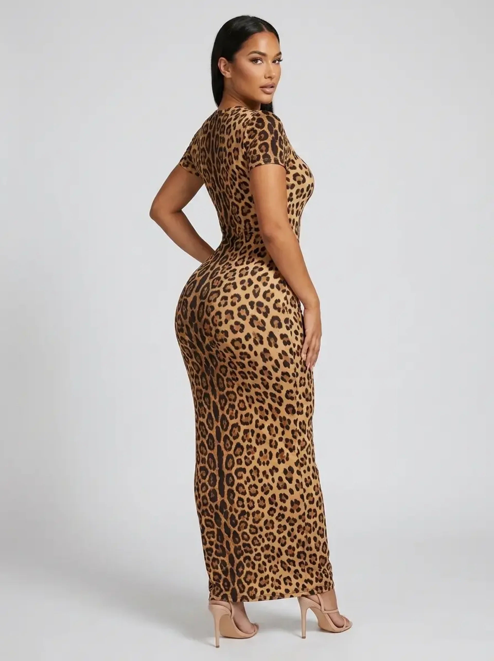 Mara Leopard Bodycon Dress on model