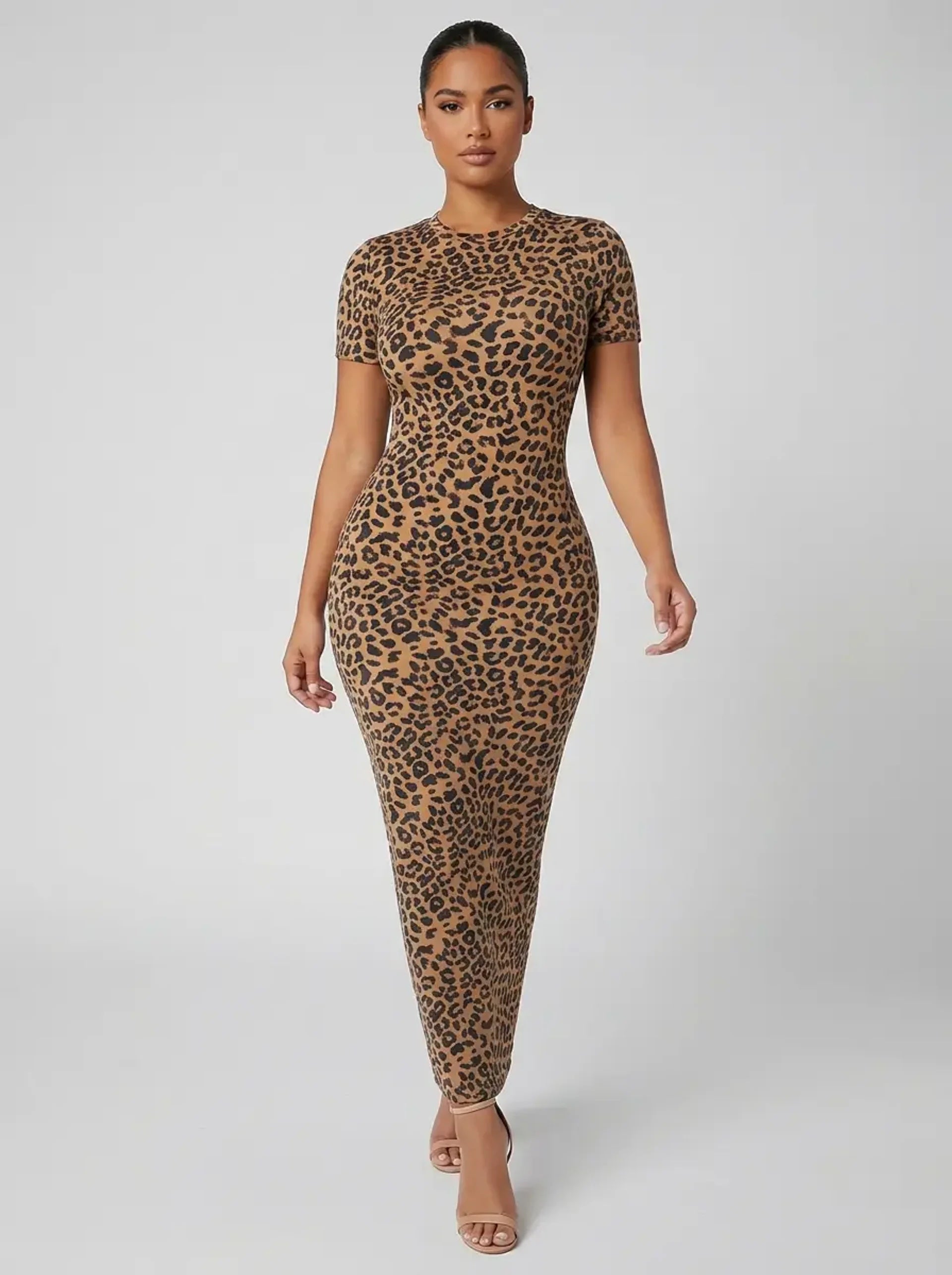 Mara Leopard Bodycon Dress on model