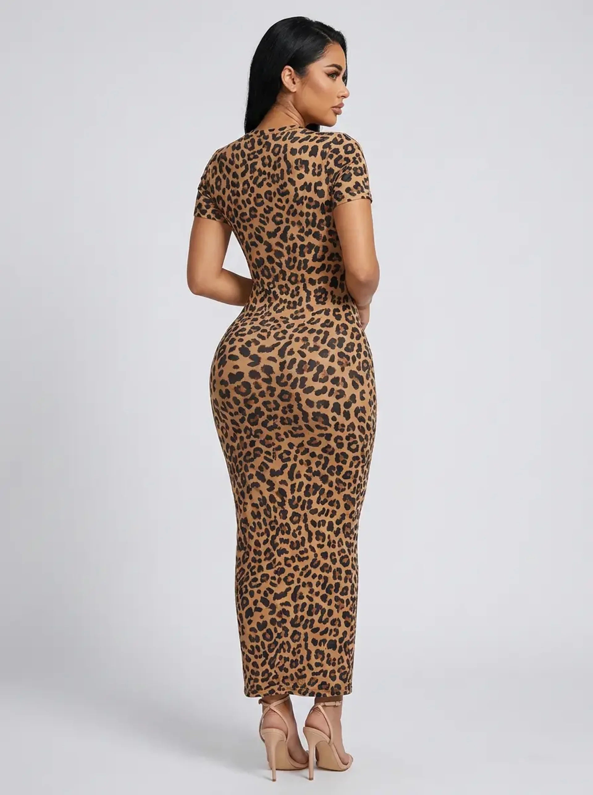 Mara Leopard Bodycon Dress on model