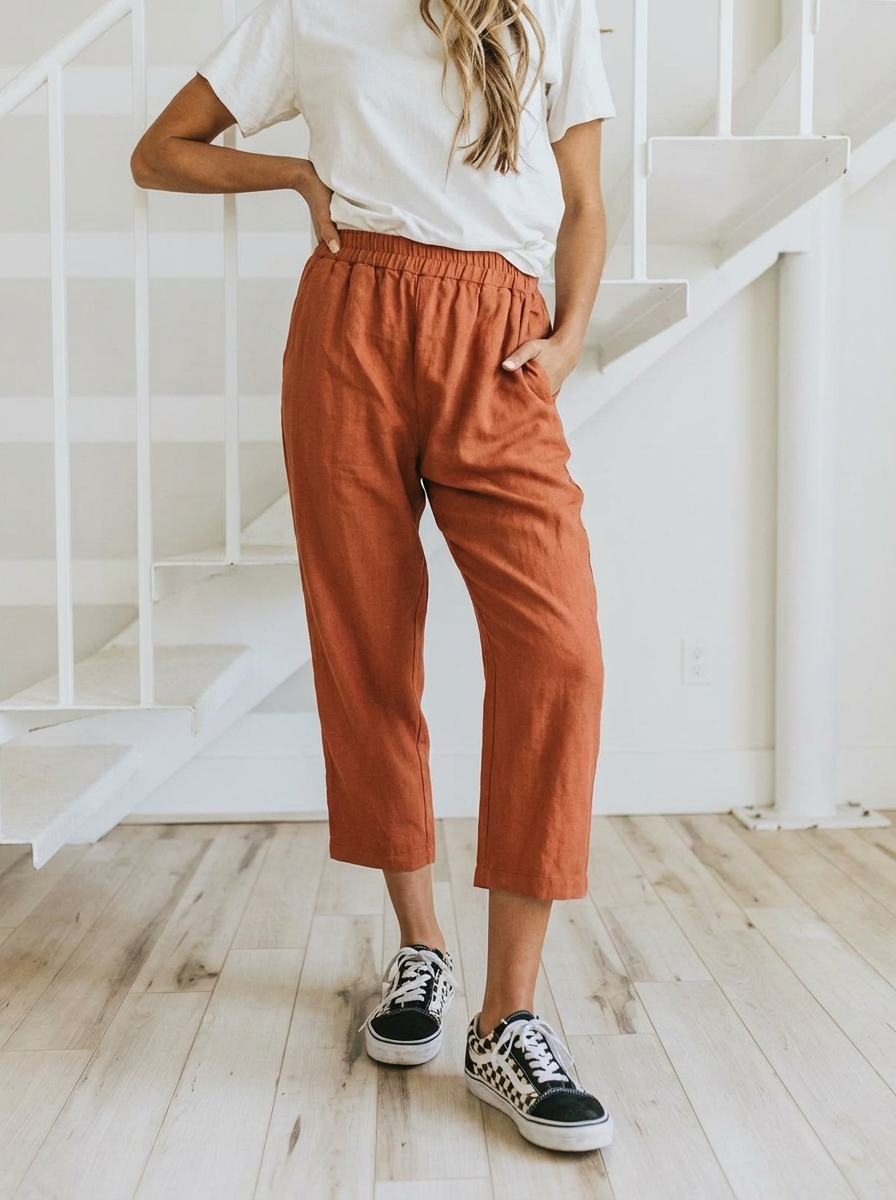 Marcella Cropped Linen Pant — Oli Amore