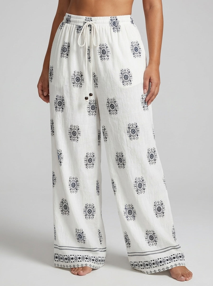 Marcella Boho Wide-Leg Pants on model