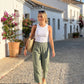 Marcella Cropped Linen Pant on model