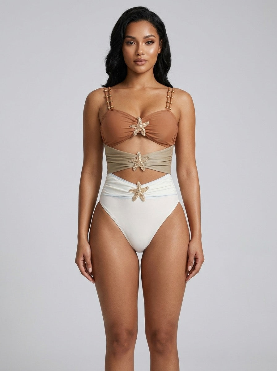 Marea Starfish Colorblock Swimsuit on model