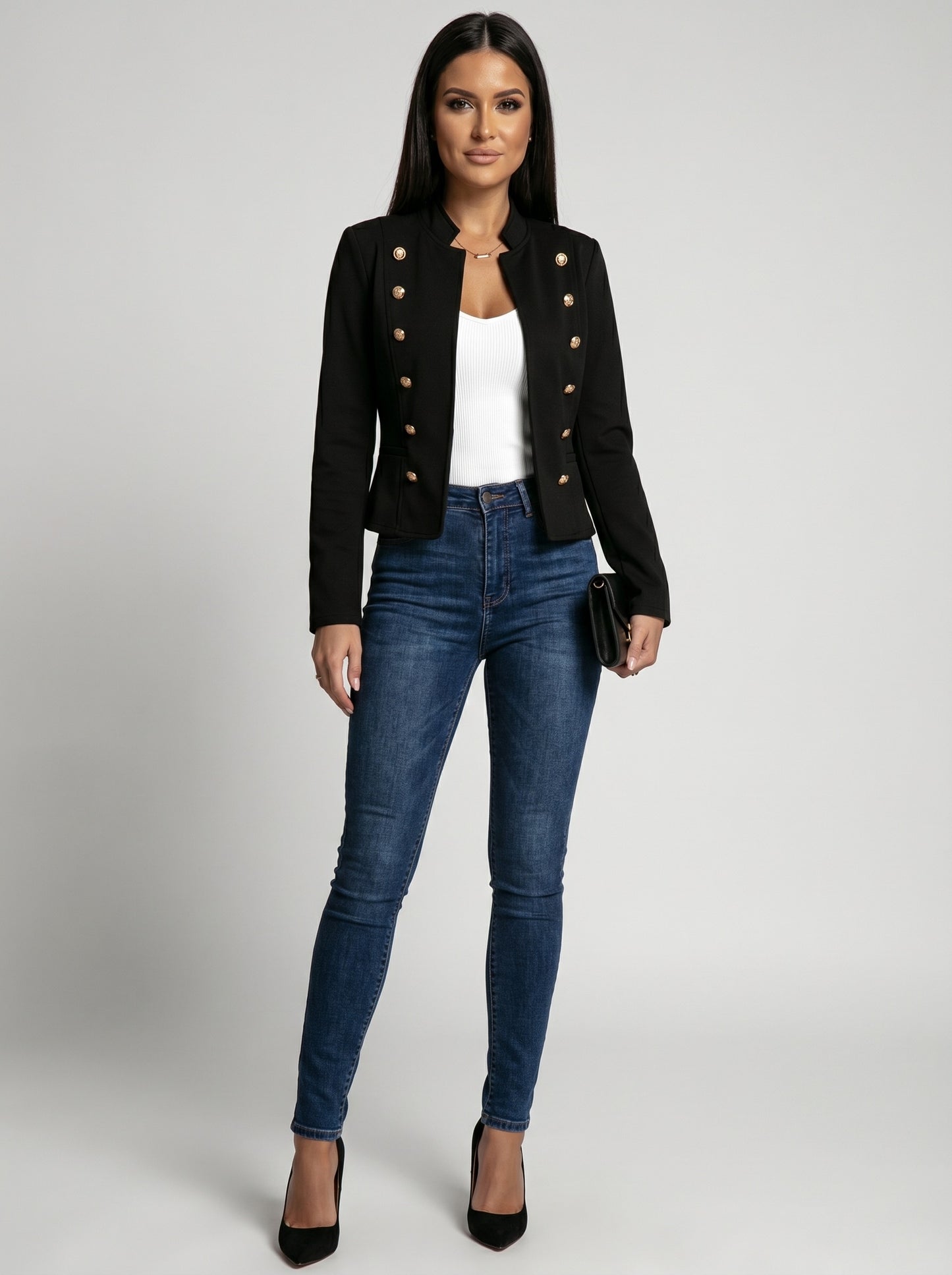 Margot Military Button Jacket on model