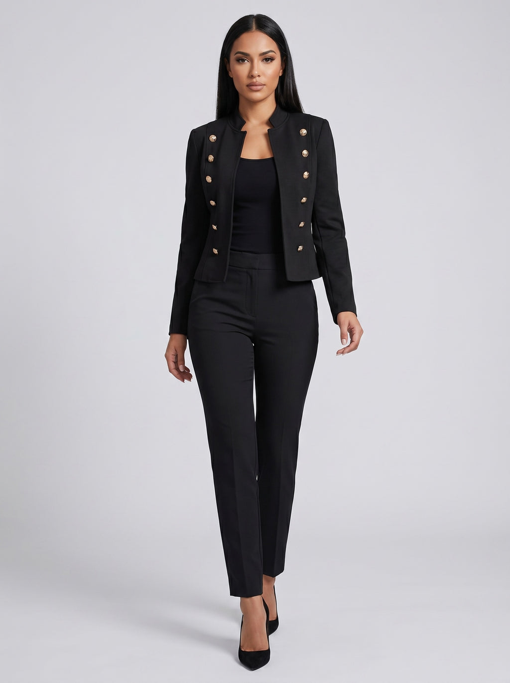 Margot Military Button Jacket on model