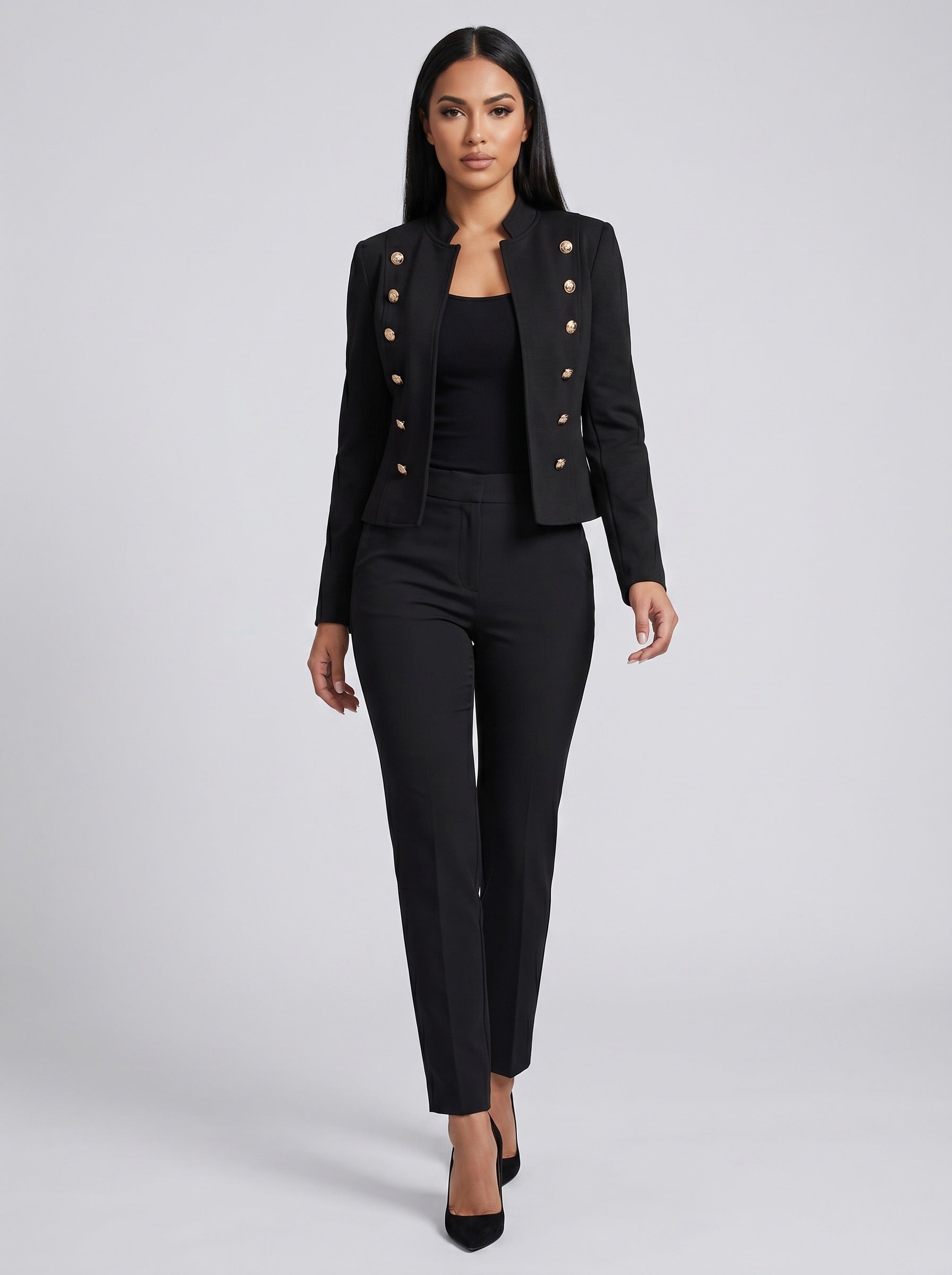 Margot Military Button Jacket on model