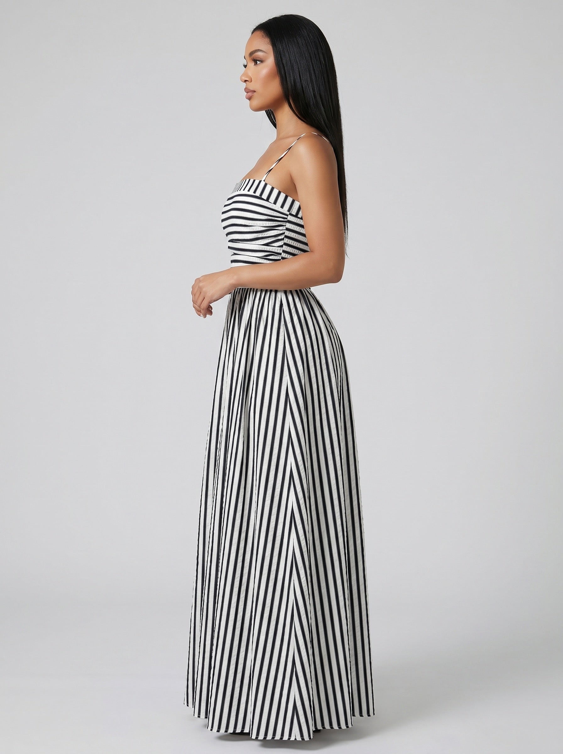 Marina Striped Maxi Dress on model