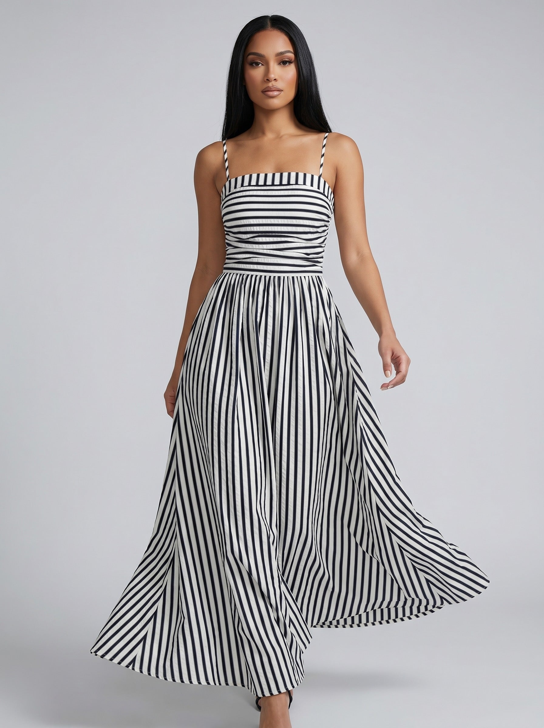 Marina Striped Maxi Dress on model