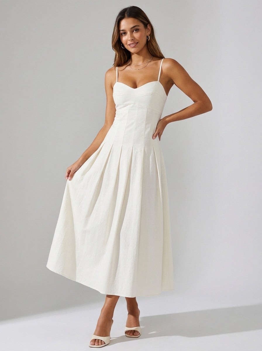Marinella Eyelet Pleated Sundress on model