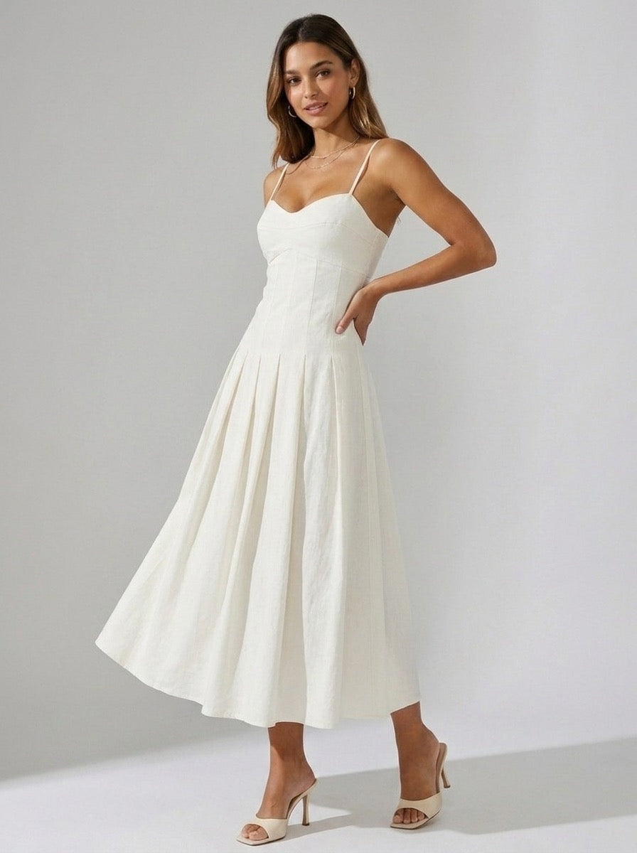 Marinella Eyelet Pleated Sundress on model