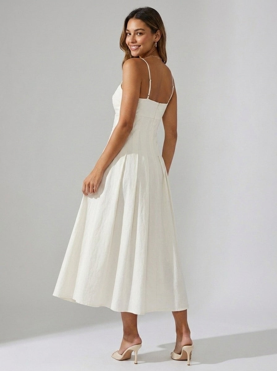 Marinella Eyelet Pleated Sundress on model