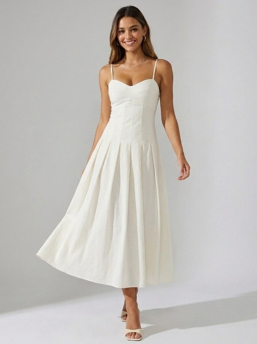 Marinella Eyelet Pleated Sundress on model