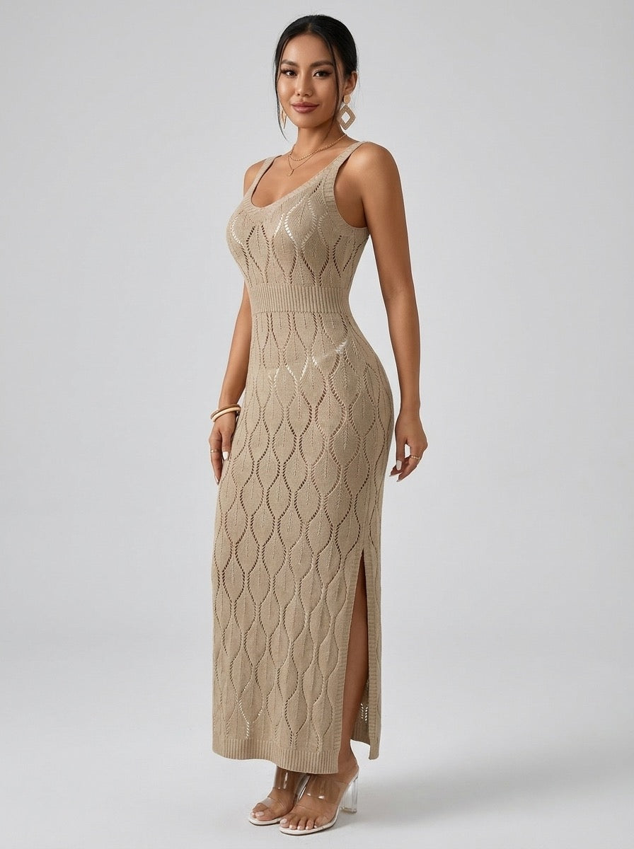 Marisole Crochet Pointelle Maxi Dress on model