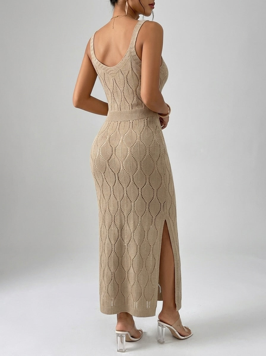 Marisole Crochet Pointelle Maxi Dress on model