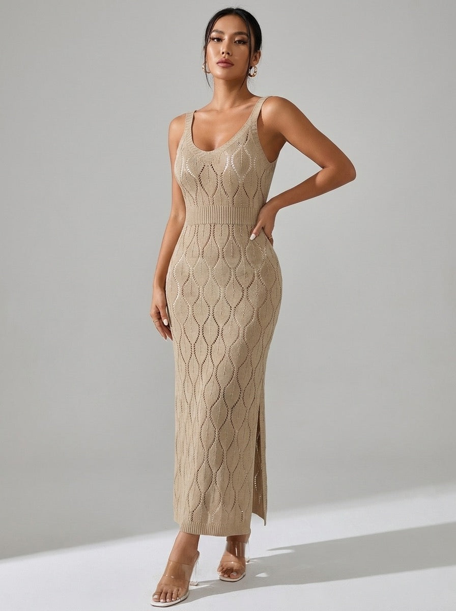 Marisole Crochet Pointelle Maxi Dress on model