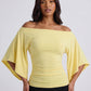 Mila Off-Shoulder Flutter Top on model