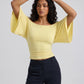 Mila Off-Shoulder Flutter Top on model
