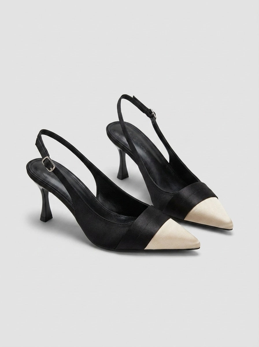 Modesta Pointed-Toe Slingback Heels on model