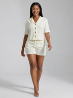 Morgana Textured Shirt & Shorts Set on model