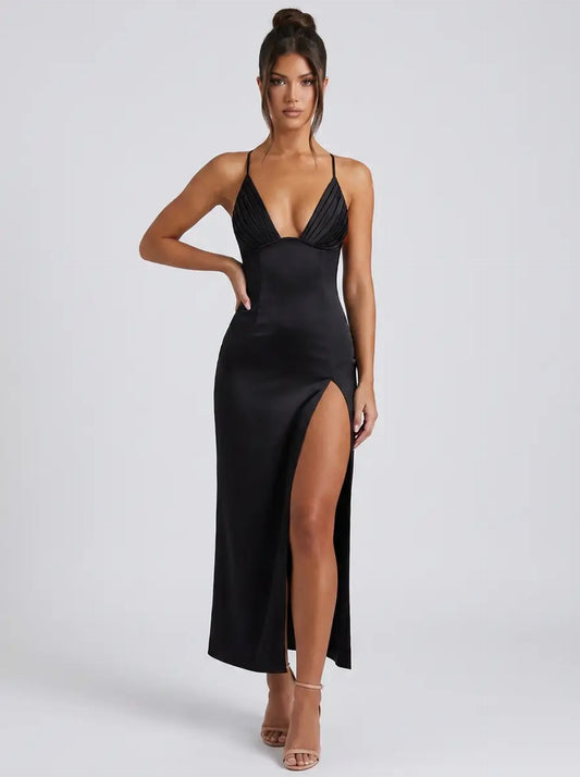 Nadia Backless Split Dress on model