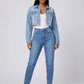 Nadia Cropped Denim Jacket on model