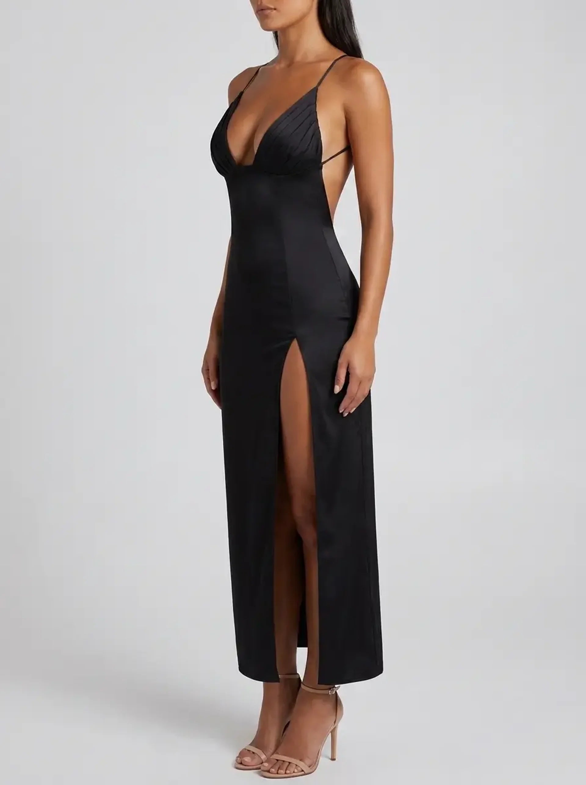 Nadia Backless Split Dress on model