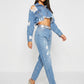Nadia Cropped Denim Jacket on model