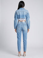 Nadia Cropped Denim Jacket on model