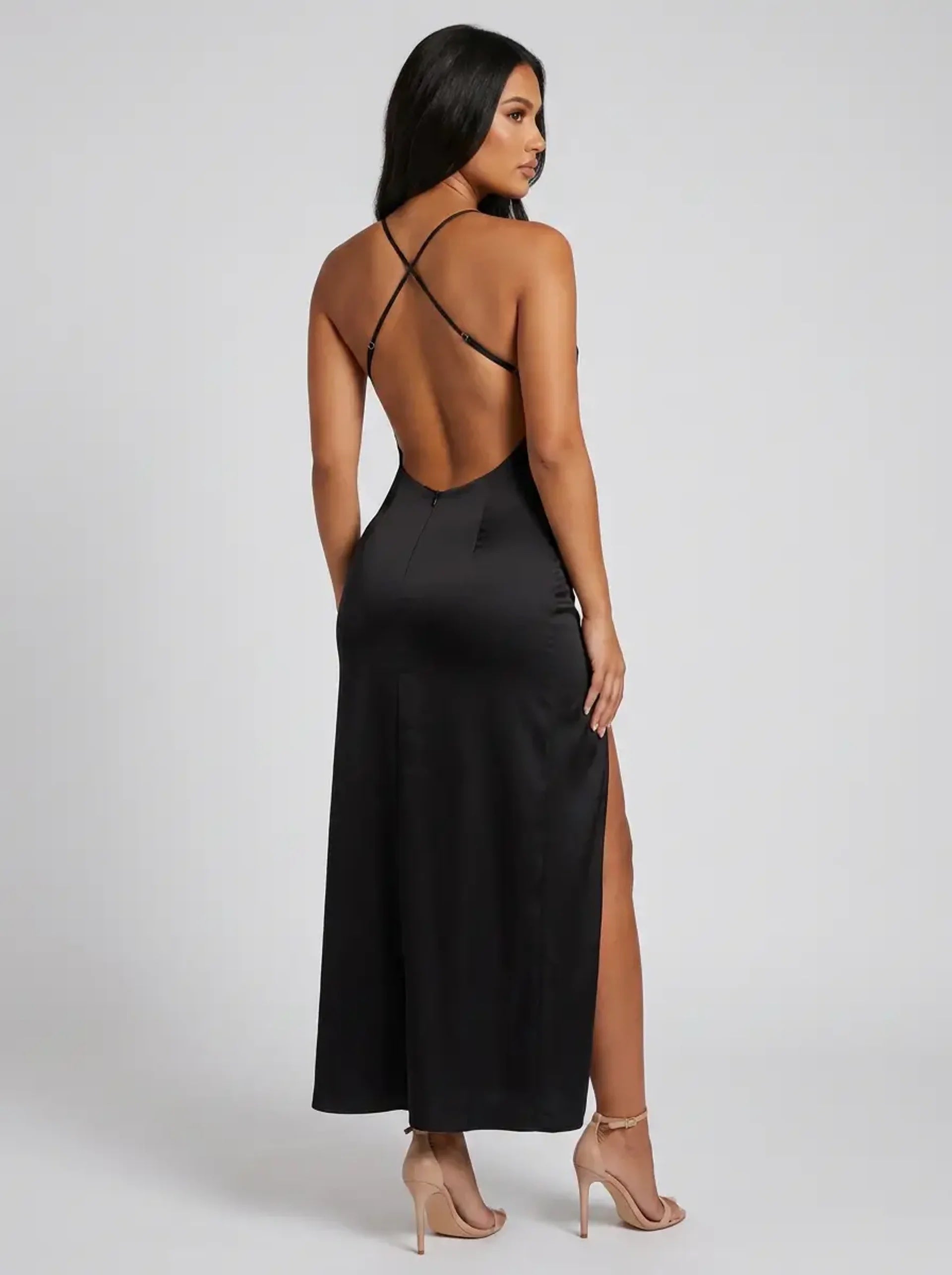 Nadia Backless Split Dress on model