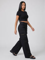 Nico Wide Leg Cargo Pant on model