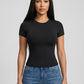 Nina Second-Skin Fitted Crew Tee on model