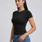 Nina Second-Skin Fitted Crew Tee on model