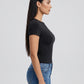 Nina Second-Skin Fitted Crew Tee on model