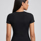 Nina Second-Skin Fitted Crew Tee on model