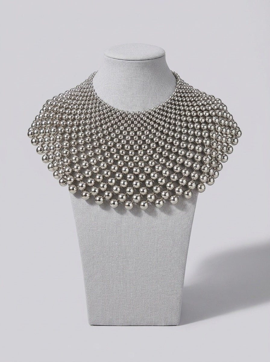 Nives Beaded Statement Collar Necklace on model