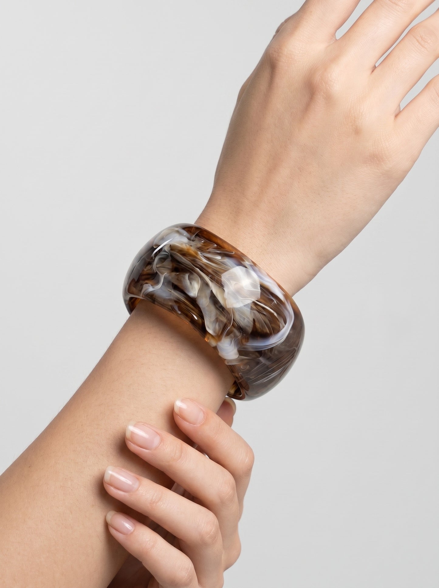 Noa Chunky Resin Bangle on model