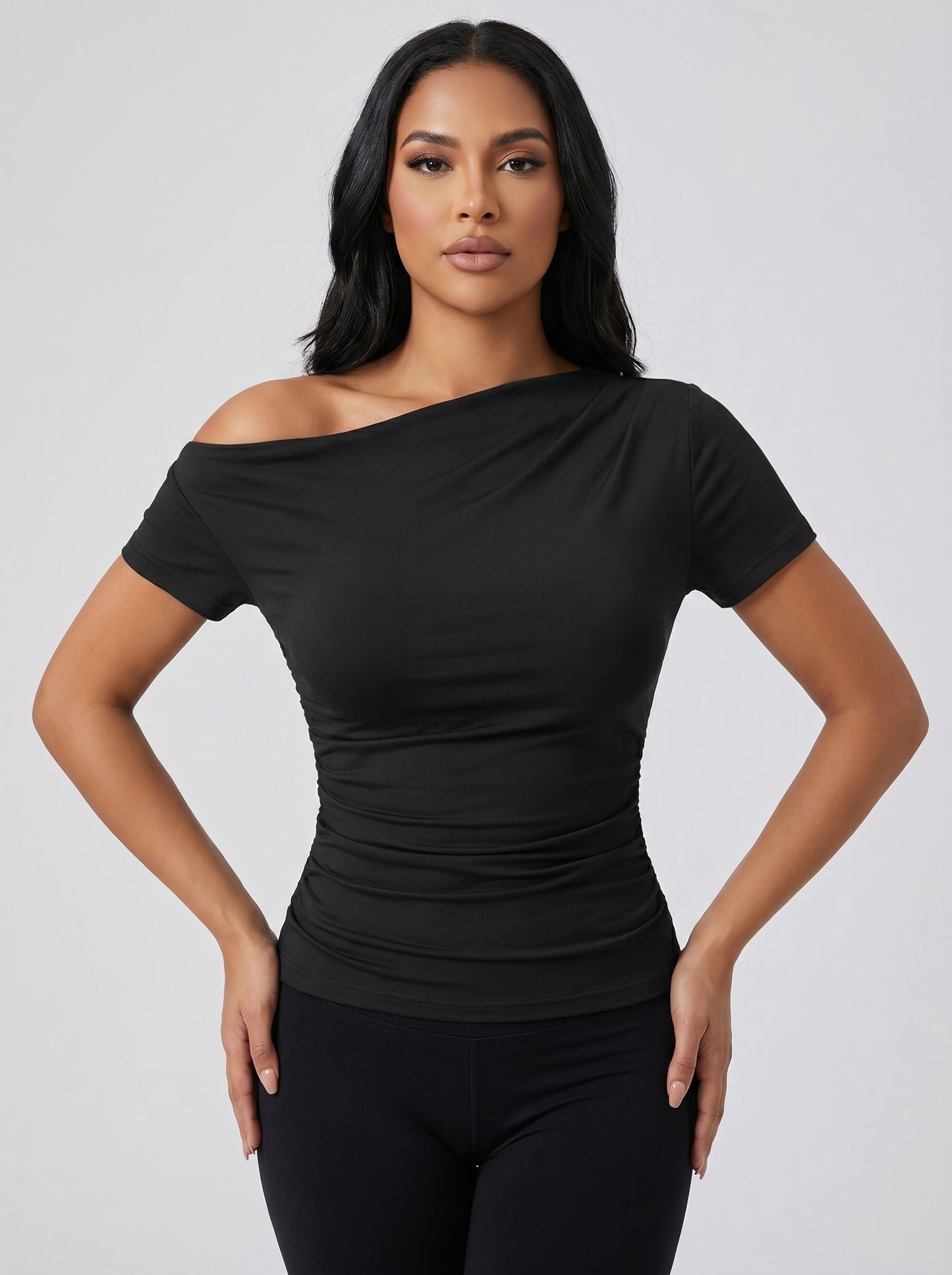 Noemi One-Shoulder Top on model