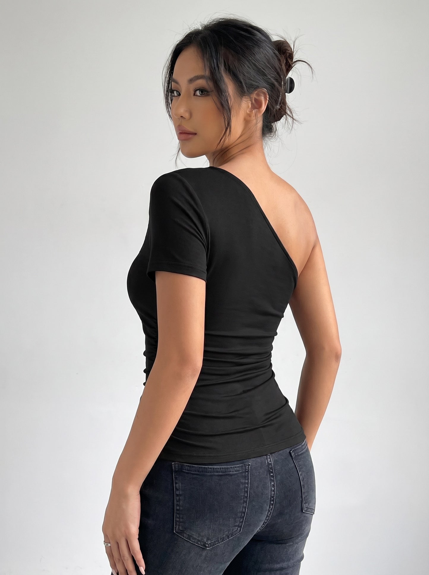 Noemi One-Shoulder Top on model