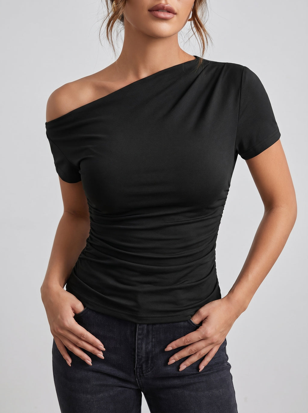 Noemi One-Shoulder Top on model