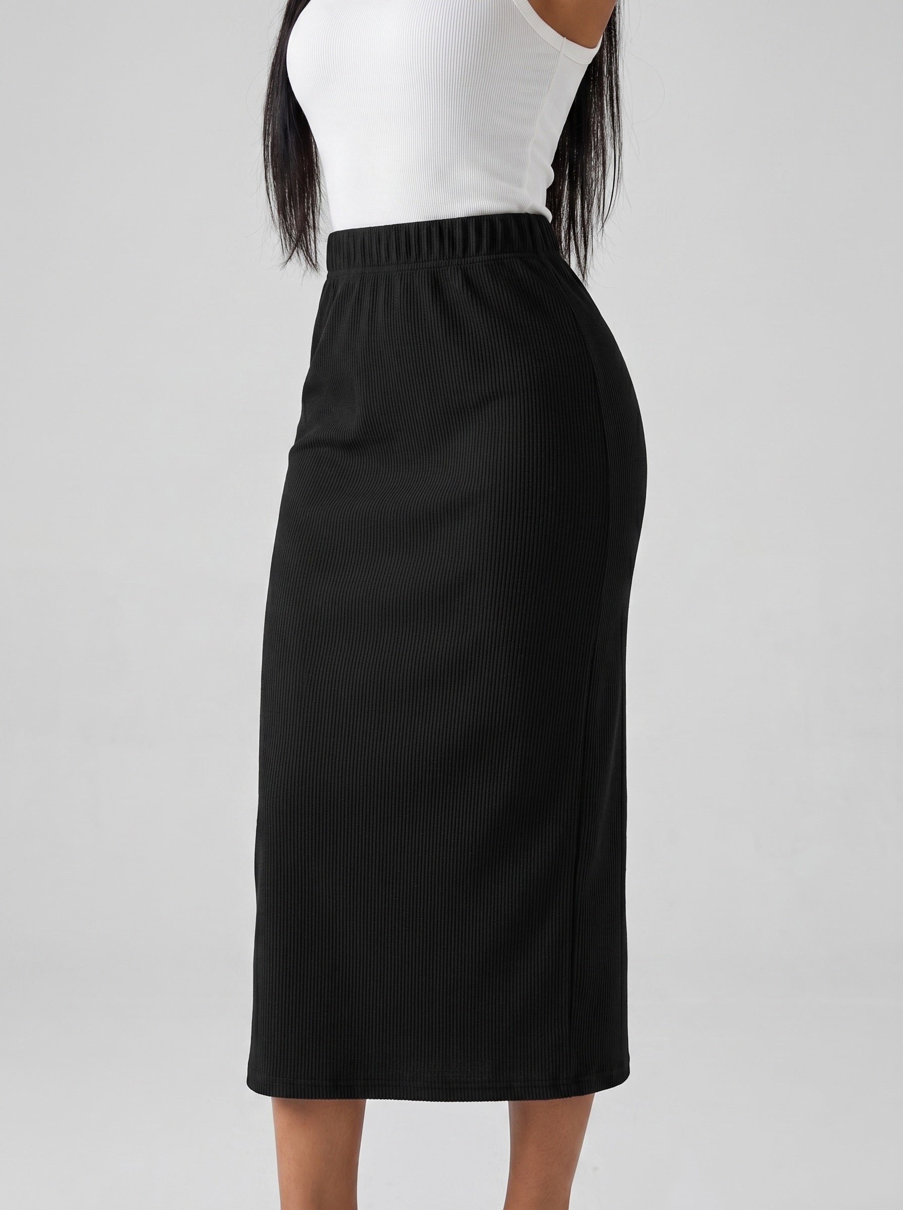 Nora Knit Midi Skirt on model