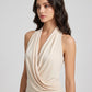 Olimpia Halter Cowl Top on model