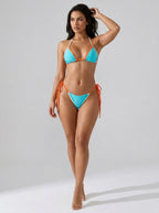 Oriana Contrast-Trim Tie-Side Bikini on model
