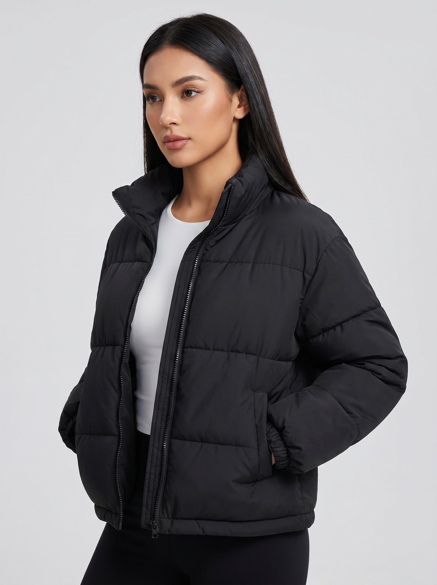Orsola Cropped Puffer Jacket on model