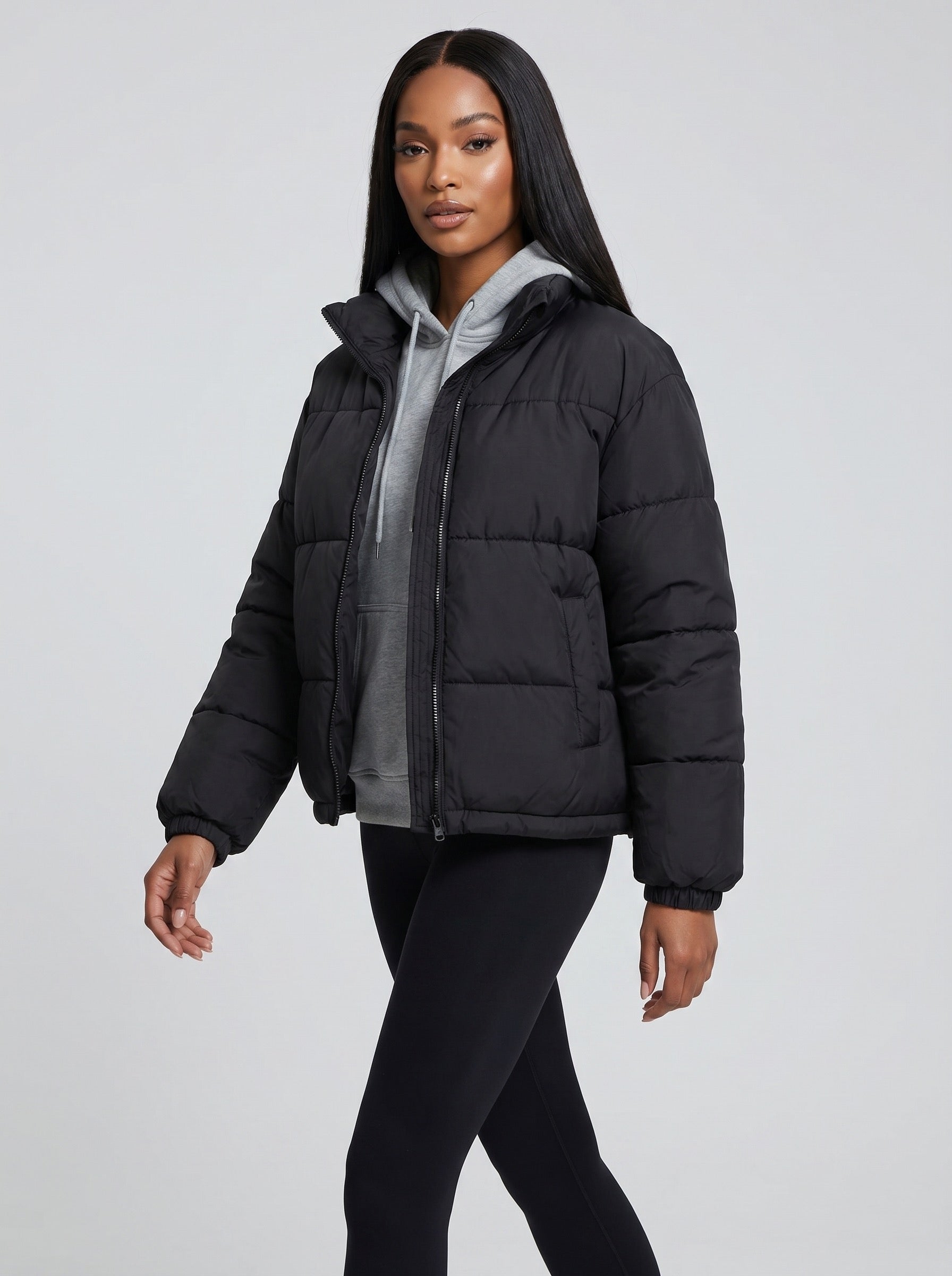 Orsola Cropped Puffer Jacket on model